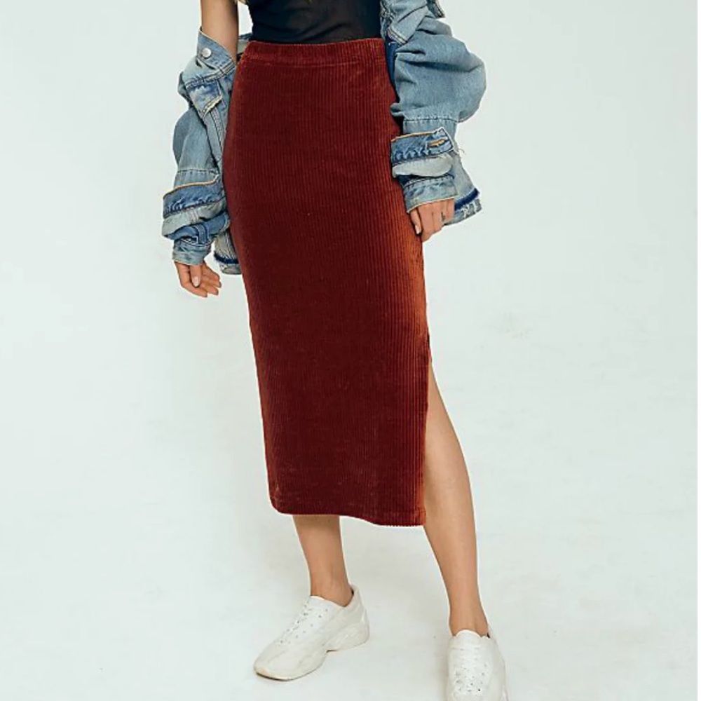 Free People Helen Rib Tube Skirt
